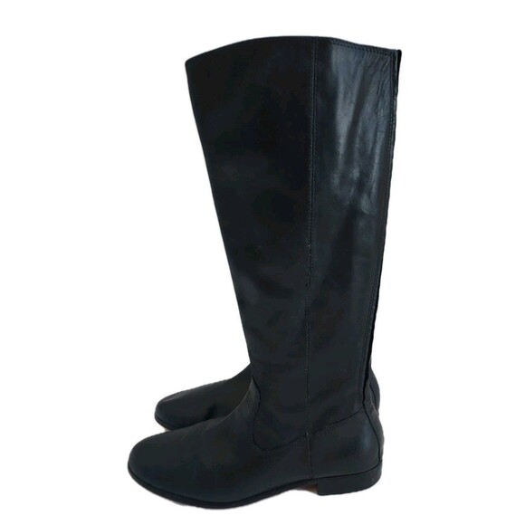 Ladies Kenneth Cole Black Leather Elastic Side Zip Tall Riding Boots Size 10/11 - Picture 2 of 12